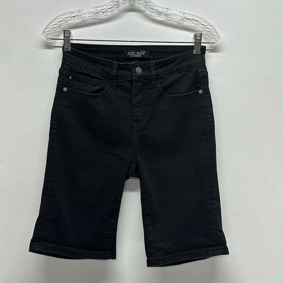 Judy Blue Pants - Judy Blue Bermuda Shorts Hi Rise Button Zip Fly Denim Cotton Black Size S small